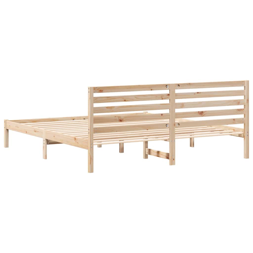 Bettgestell mit Kopfteil Braun 200 x 200 cm Massivholz Kiefer