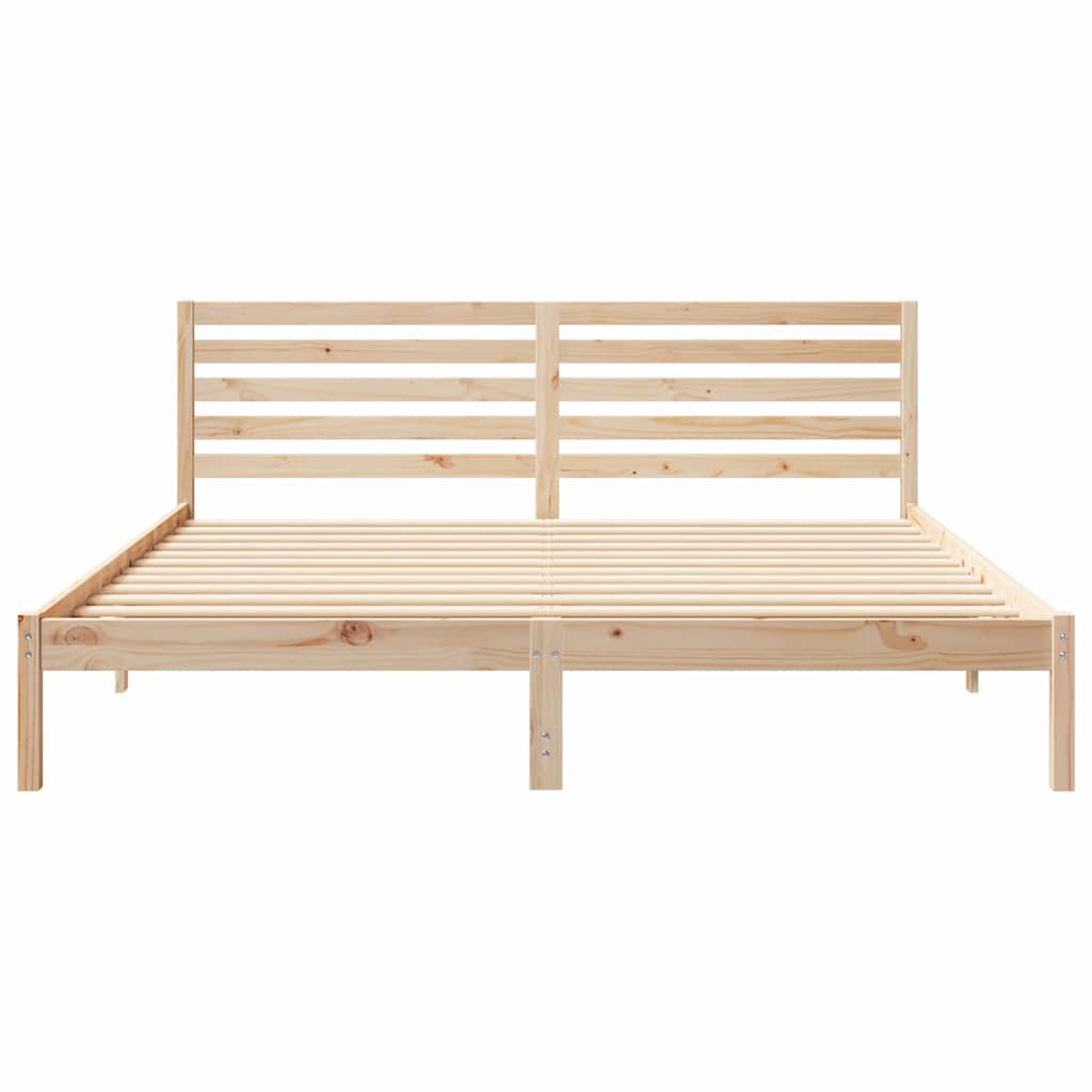 Bettgestell mit Kopfteil Braun 200 x 200 cm Massivholz Kiefer