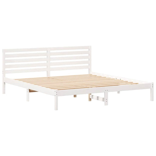 Bettgestell mit Kopfteil Weiß 200 x 200 cm Massivholz Kiefer