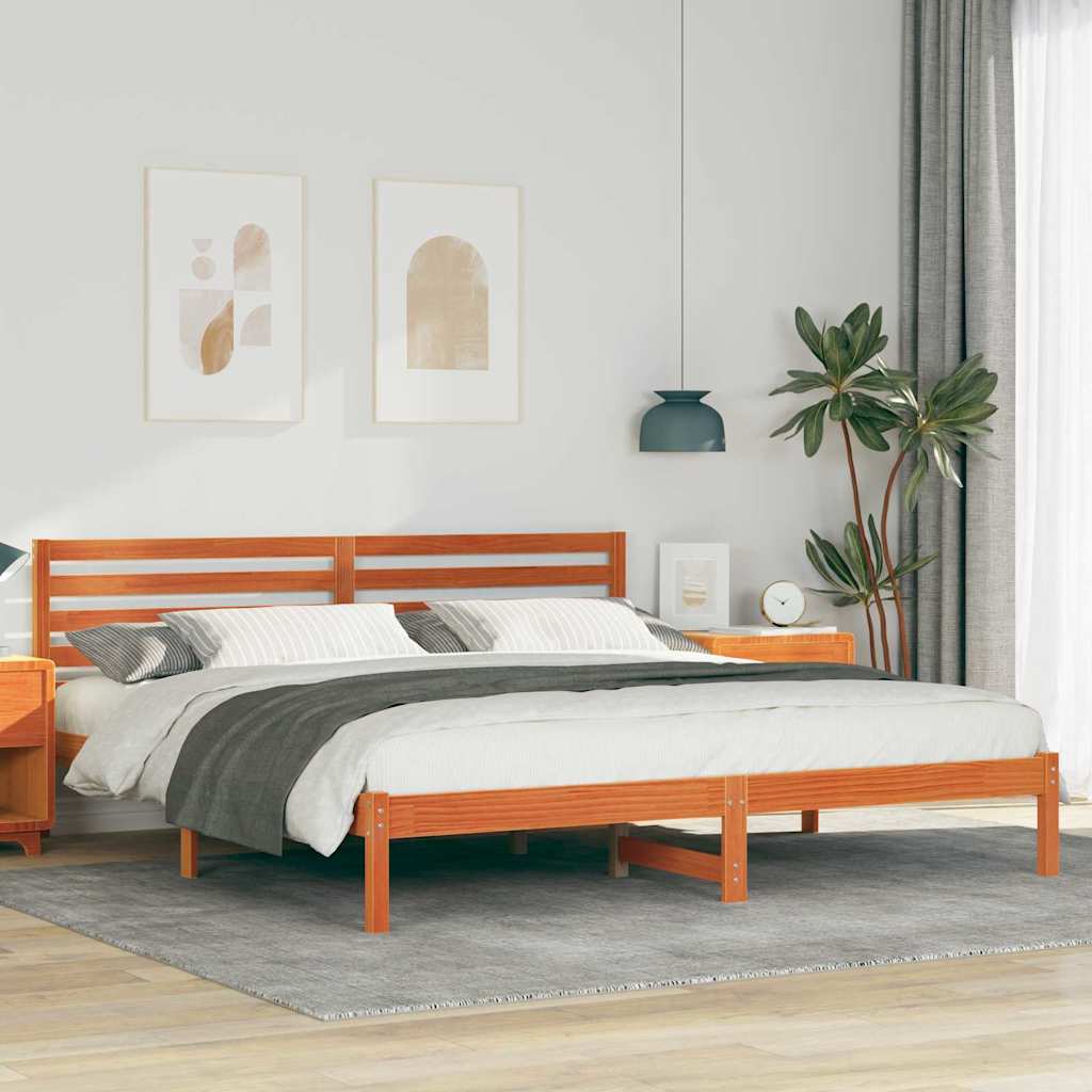 Bettgestell Wachsbraun 200 x 200 cm Massivholz Kiefer