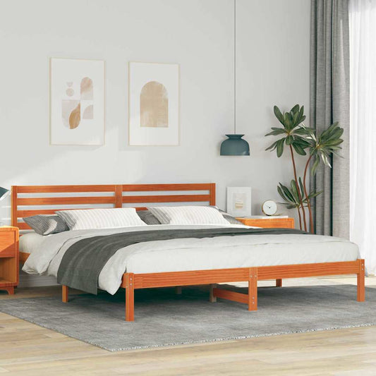 Bettgestell Wachsbraun 200 x 200 cm Massivholz Kiefer