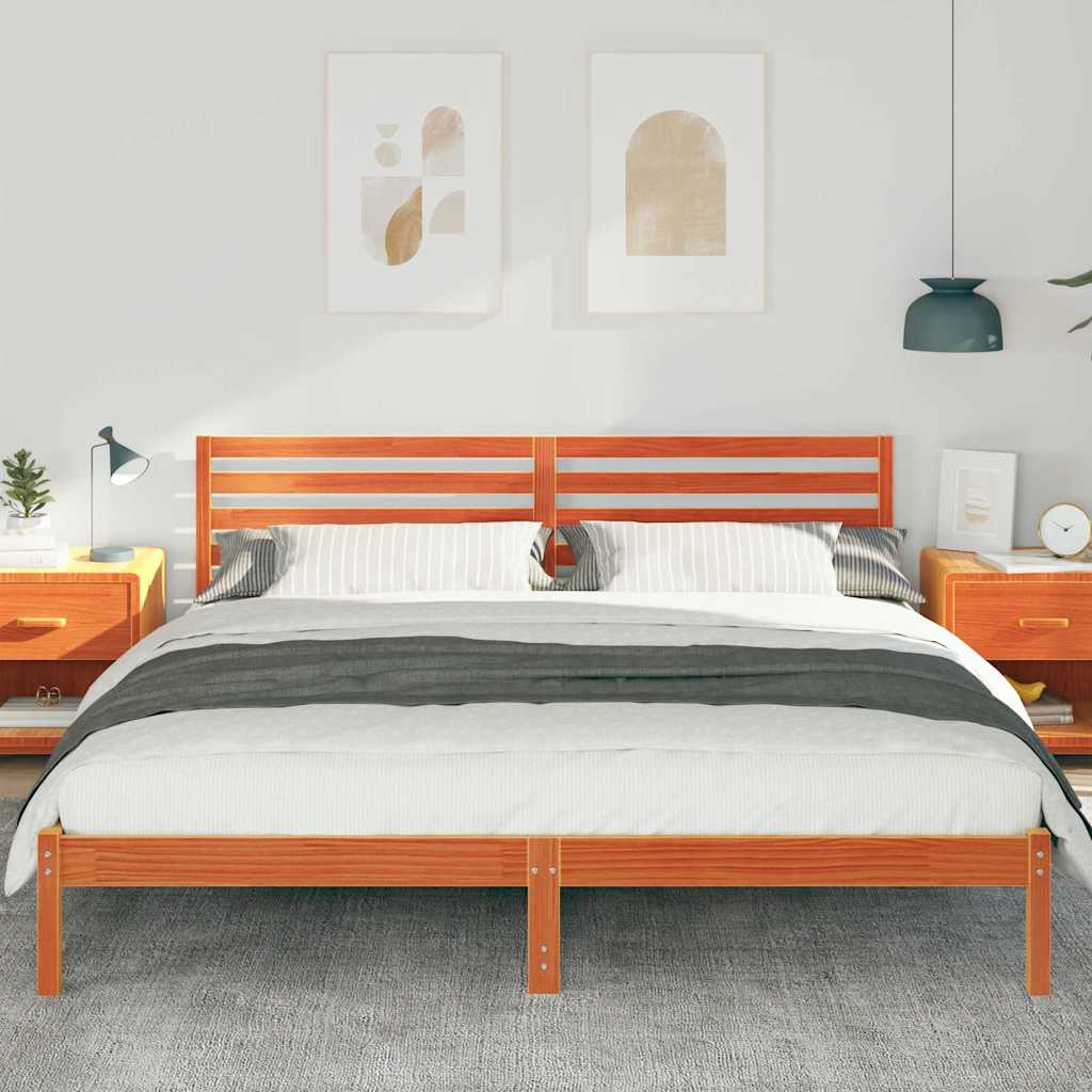 Bettgestell Wachsbraun 200 x 200 cm Massivholz Kiefer