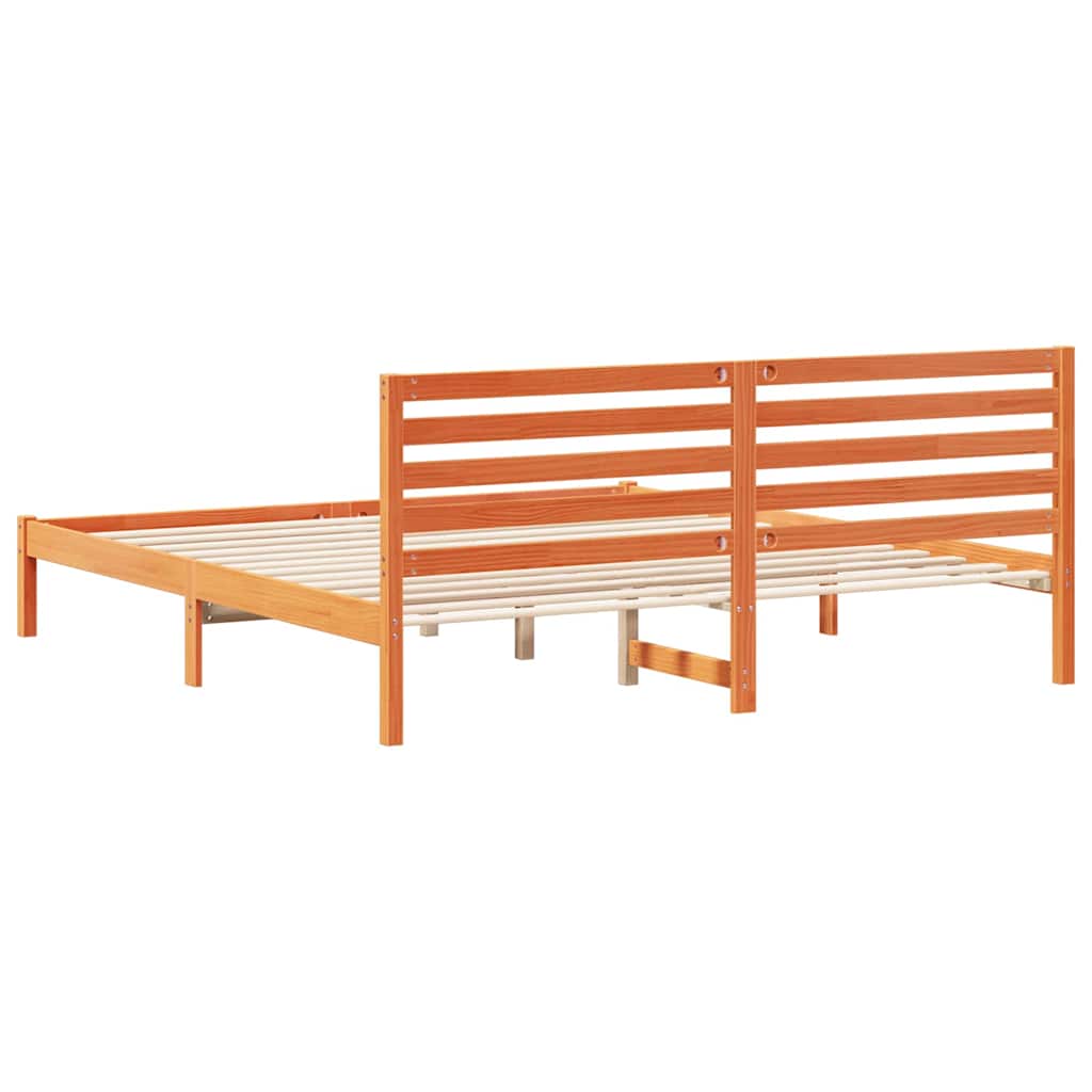 Bettgestell Wachsbraun 200 x 200 cm Massivholz Kiefer