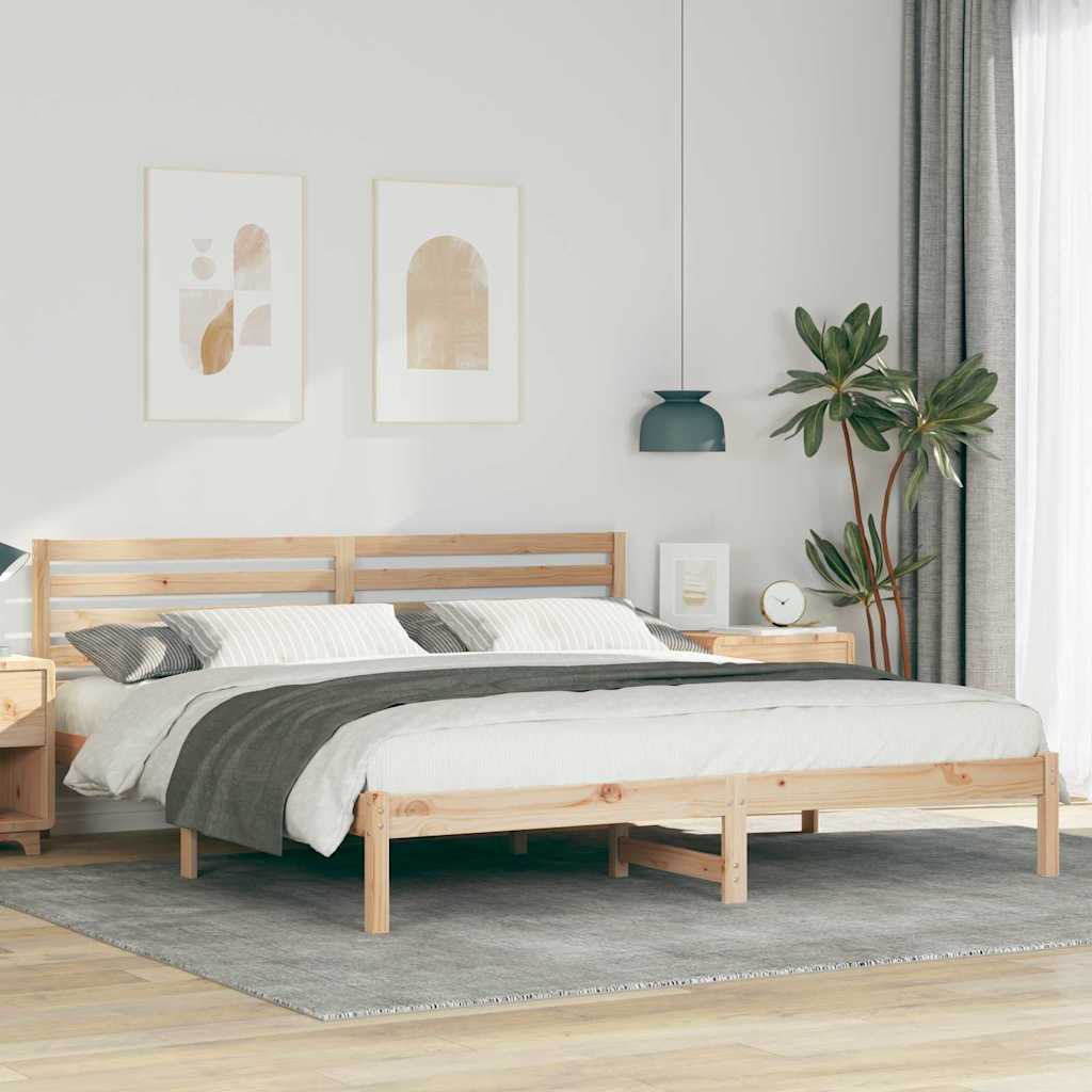 Bettgestell mit Kopfteil Braun 180 x 200 cm Massivholz Kiefer