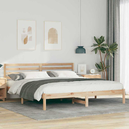 Bettgestell mit Kopfteil Braun 180 x 200 cm Massivholz Kiefer