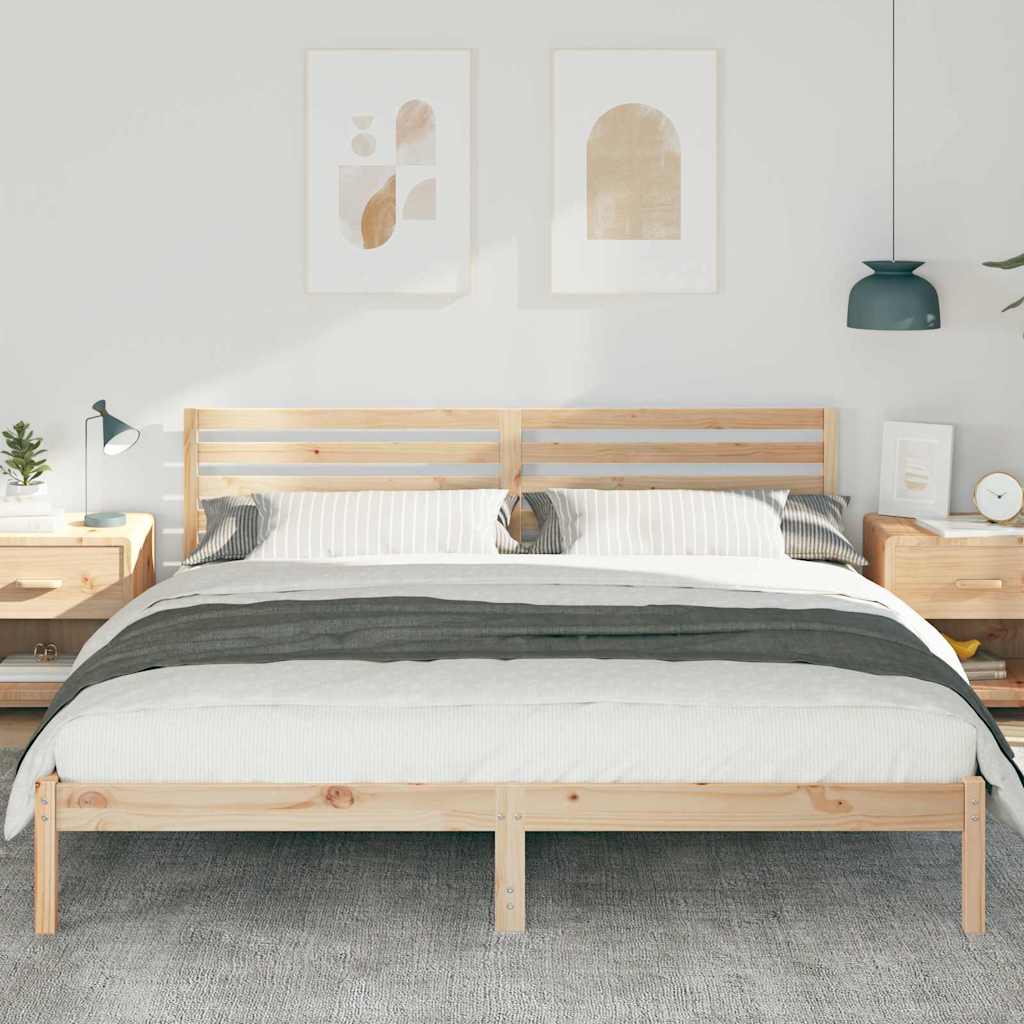 Bettgestell mit Kopfteil Braun 180 x 200 cm Massivholz Kiefer