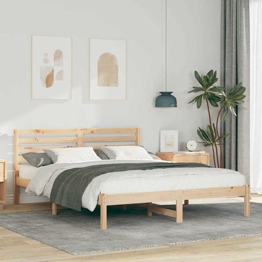 Bettgestell mit Kopfteil Braun 160 x 200 cm Massivholz Kiefer