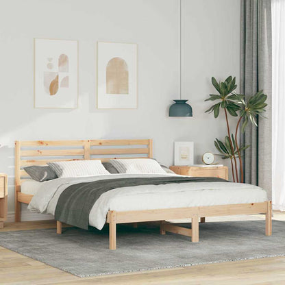 Bettgestell mit Kopfteil Braun 140 x 200 cm Massivholz Kiefer