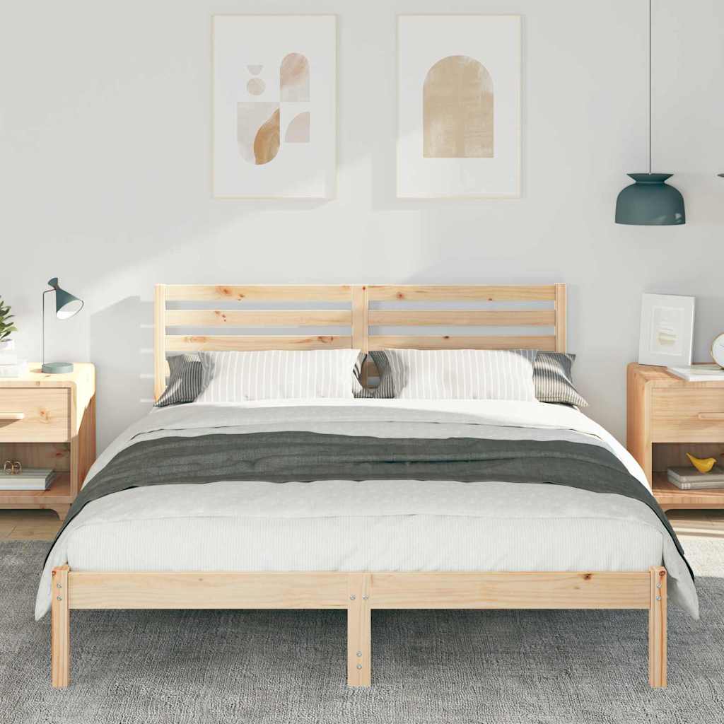 Bettgestell mit Kopfteil Braun 140 x 200 cm Massivholz Kiefer
