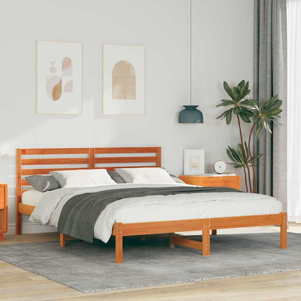 Bettgestell Wachsbraun 140 x 200 cm Massivholz Kiefer