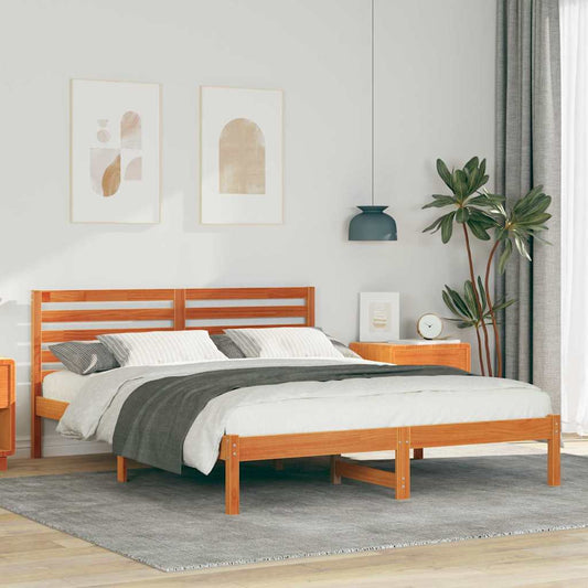 Bettgestell Wachsbraun 140 x 200 cm Massivholz Kiefer