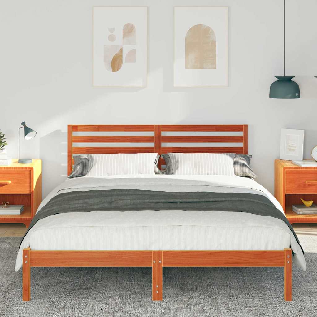 Bettgestell Wachsbraun 140 x 200 cm Massivholz Kiefer