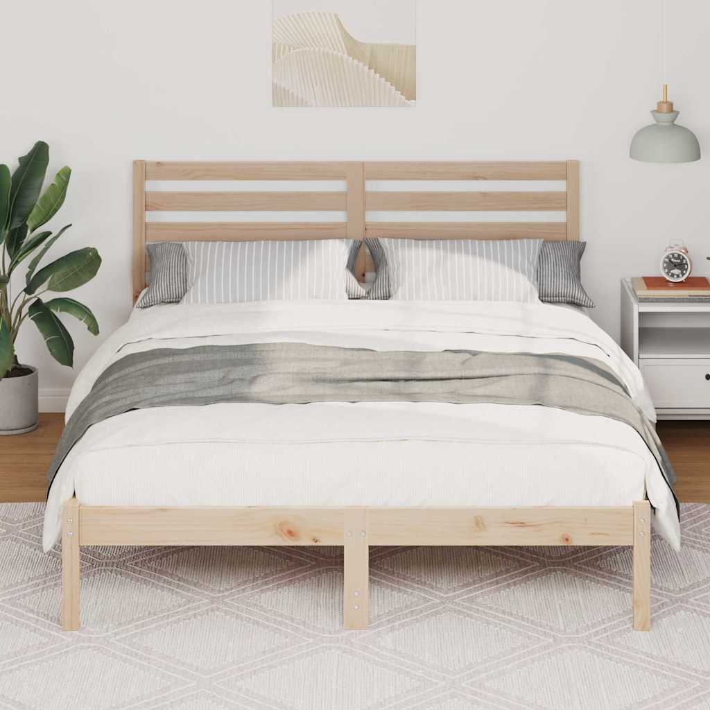 Bettgestell mit Kopfteil Braun 120 x 190 cm Massivholz Kiefer