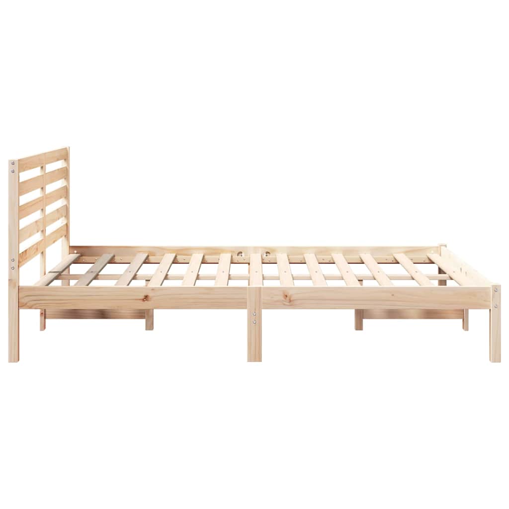 Bettgestell mit Kopfteil Braun 120 x 190 cm Massivholz Kiefer