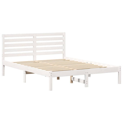Bettgestell mit Kopfteil Weiß 140 x 190 cm Massivholz Kiefer