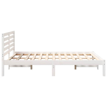 Bettgestell mit Kopfteil Weiß 140 x 190 cm Massivholz Kiefer