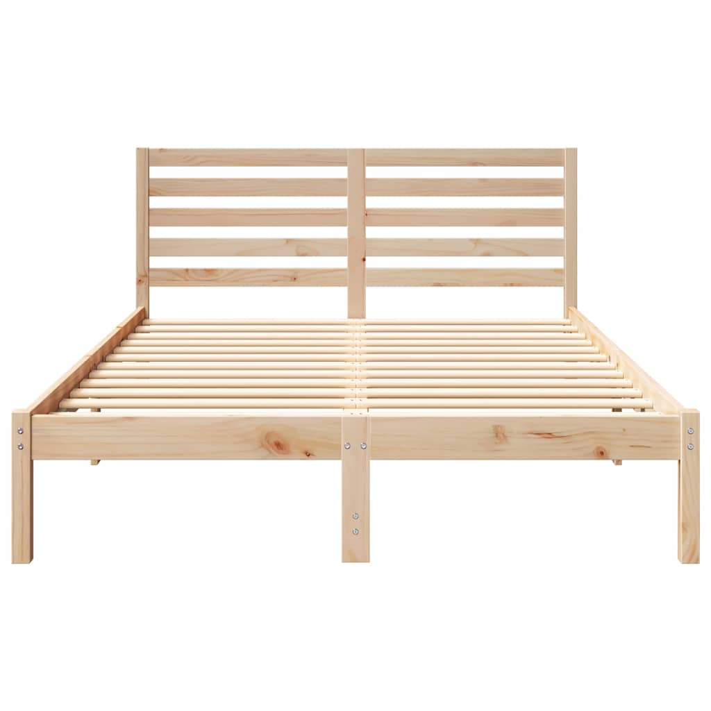 Bettgestell mit Kopfteil Braun 135 x 190 cm Massivholz Kiefer