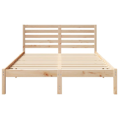 Bettgestell mit Kopfteil Braun 135 x 190 cm Massivholz Kiefer