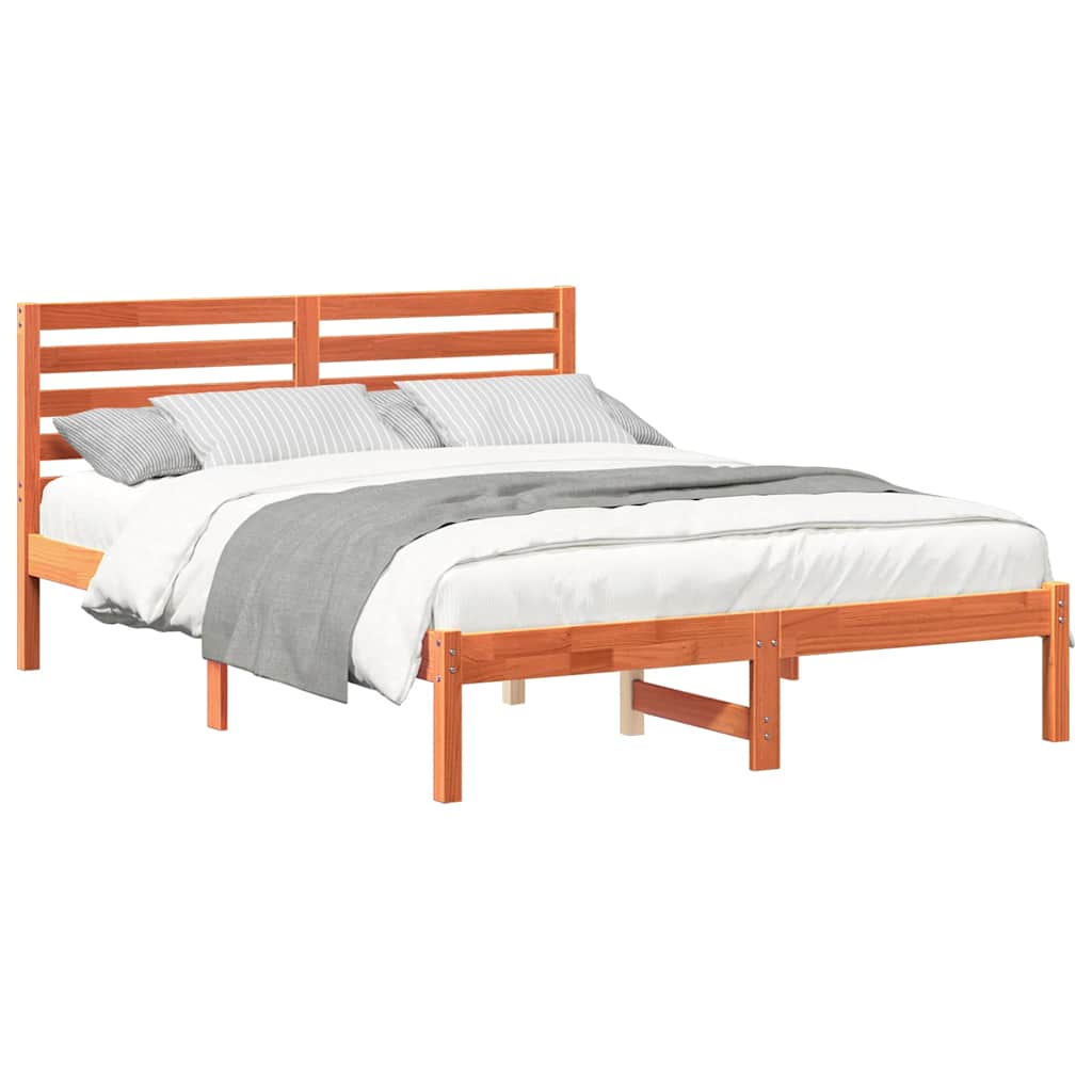 Bettgestell Wachsbraun 135 x 190 cm Massivholz Kiefer