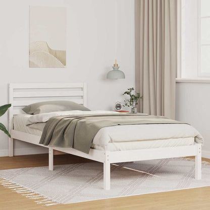 Bettgestell mit Kopfteil Weiß 80 x 210 cm Massivholz Kiefer