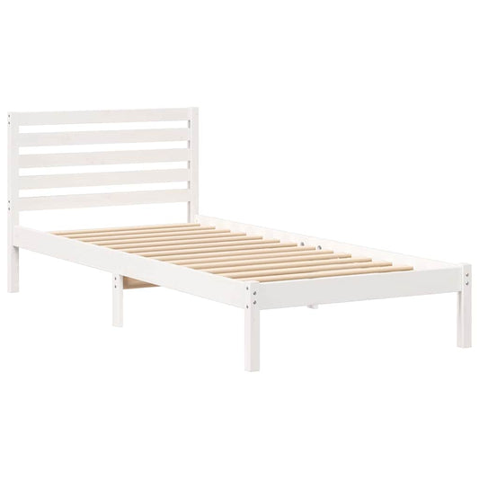 Bettgestell mit Kopfteil Weiß 80 x 210 cm Massivholz Kiefer