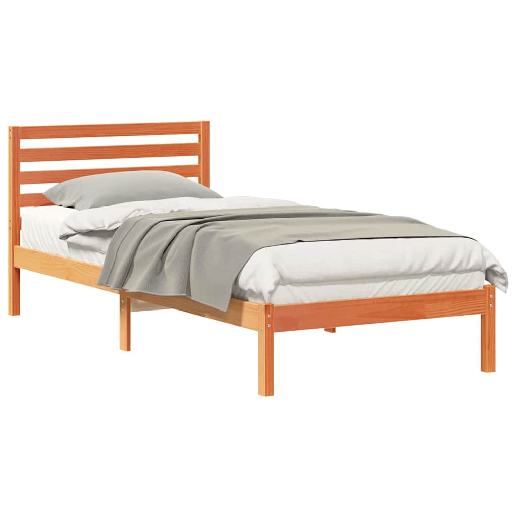 Bettgestell Wachsbraun 90 x 210 cm Massivholz Kiefer