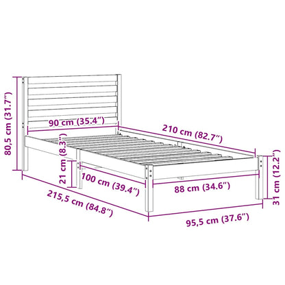 Bettgestell Wachsbraun 90 x 210 cm Massivholz Kiefer