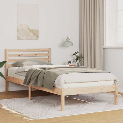 Bettgestell mit Kopfteil Braun 100 x 210 cm Massivholz Kiefer