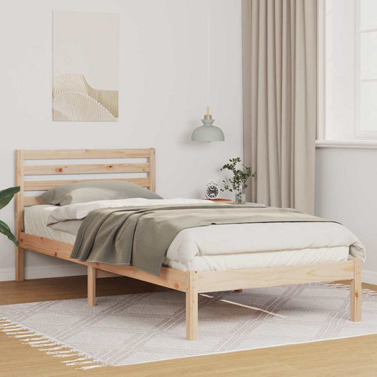 Bettgestell mit Kopfteil Braun 100 x 210 cm Massivholz Kiefer