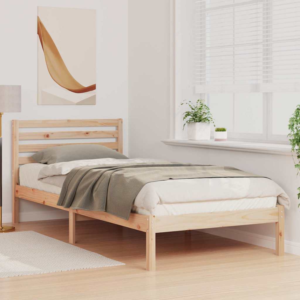 Bettgestell mit Kopfteil Braun 100 x 210 cm Massivholz Kiefer