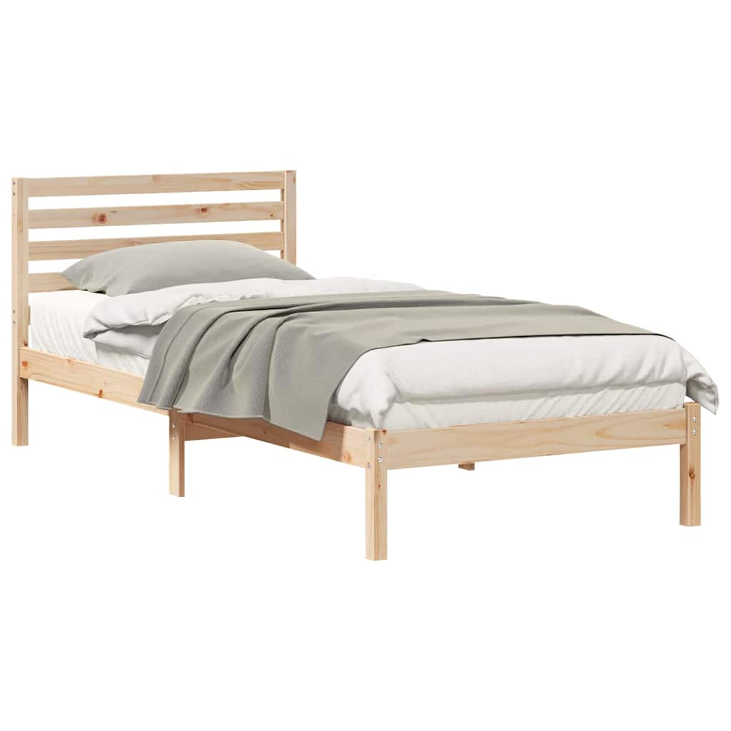 Bettgestell mit Kopfteil Braun 100 x 210 cm Massivholz Kiefer