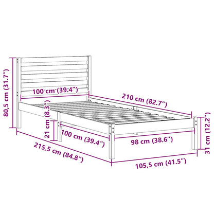 Bettgestell mit Kopfteil Braun 100 x 210 cm Massivholz Kiefer