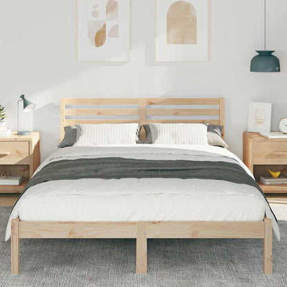 Bettgestell mit Kopfteil Braun 140 x 210 cm Massivholz Kiefer