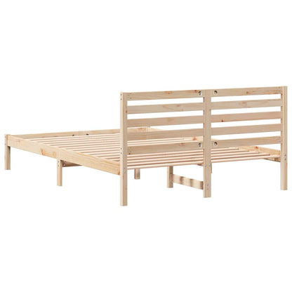 Bettgestell mit Kopfteil Braun 140 x 210 cm Massivholz Kiefer