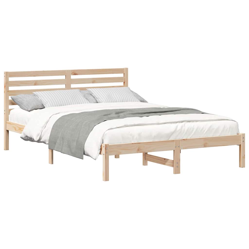 Bettgestell mit Kopfteil Braun 140 x 210 cm Massivholz Kiefer