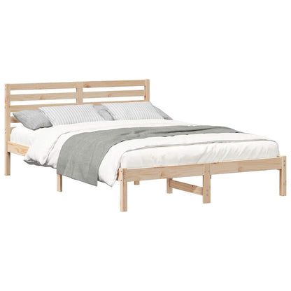 Bettgestell mit Kopfteil Braun 140 x 210 cm Massivholz Kiefer