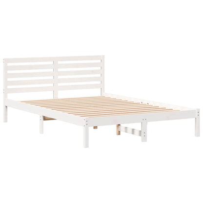 Bettgestell mit Kopfteil Weiß 140 x 210 cm Massivholz Kiefer