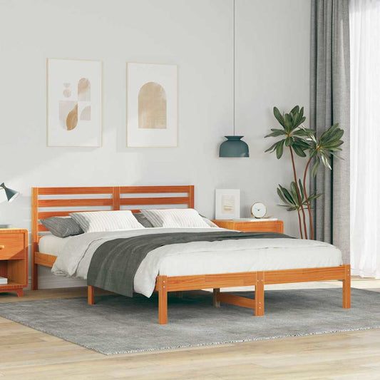 Bettgestell Wachsbraun 140 x 210 cm Massivholz Kiefer