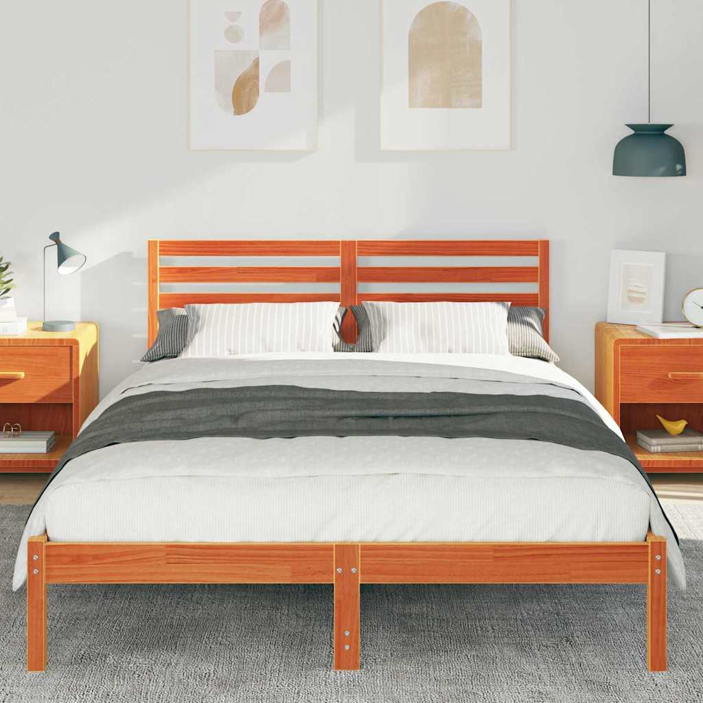 Bettgestell Wachsbraun 140 x 210 cm Massivholz Kiefer