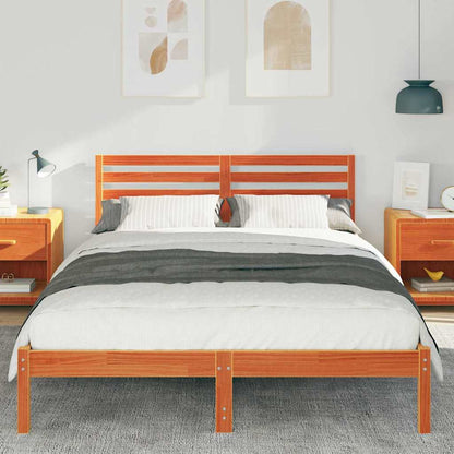 Bettgestell Wachsbraun 140 x 210 cm Massivholz Kiefer