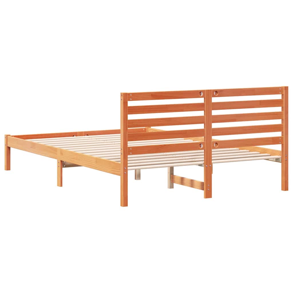 Bettgestell Wachsbraun 140 x 210 cm Massivholz Kiefer