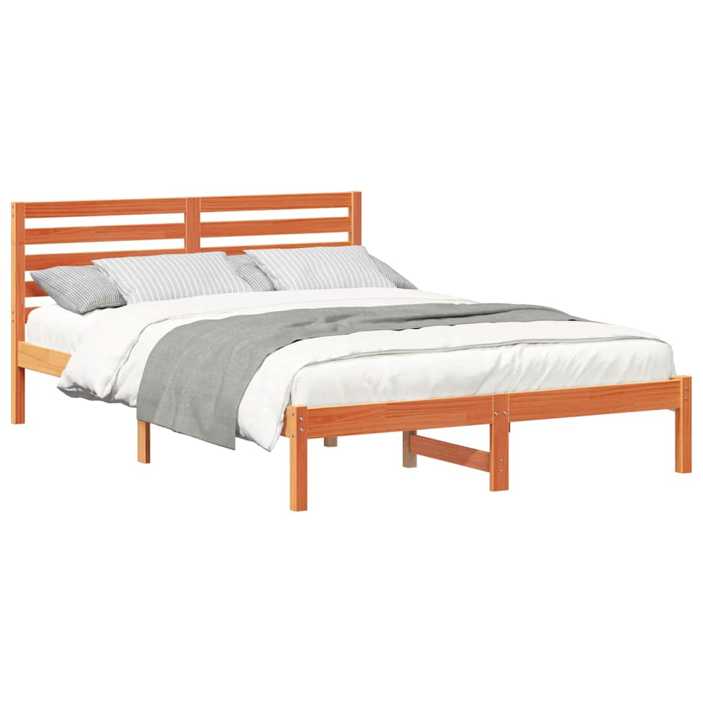 Bettgestell Wachsbraun 140 x 210 cm Massivholz Kiefer
