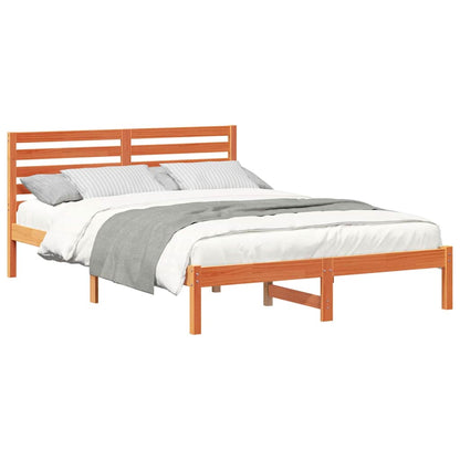 Bettgestell Wachsbraun 140 x 210 cm Massivholz Kiefer