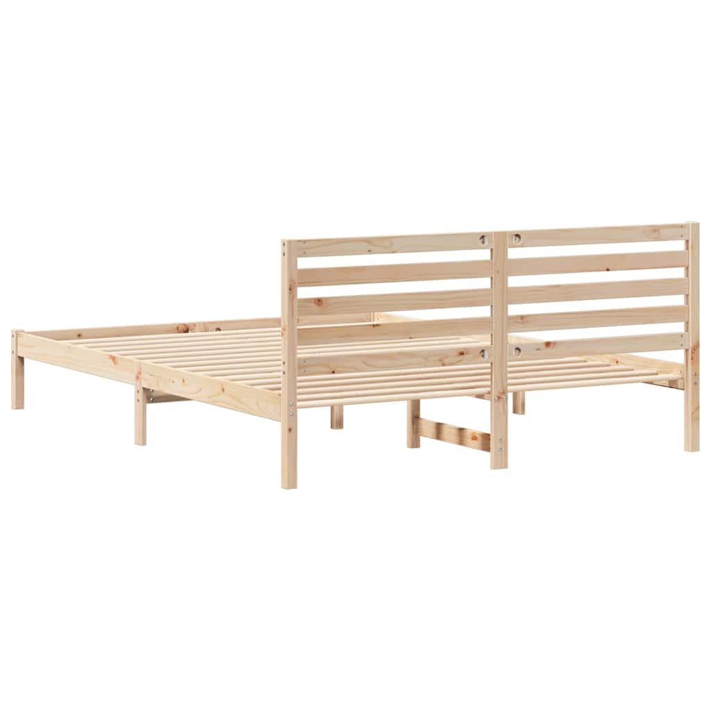 Bettgestell mit Kopfteil Braun 160 x 210 cm Massivholz Kiefer