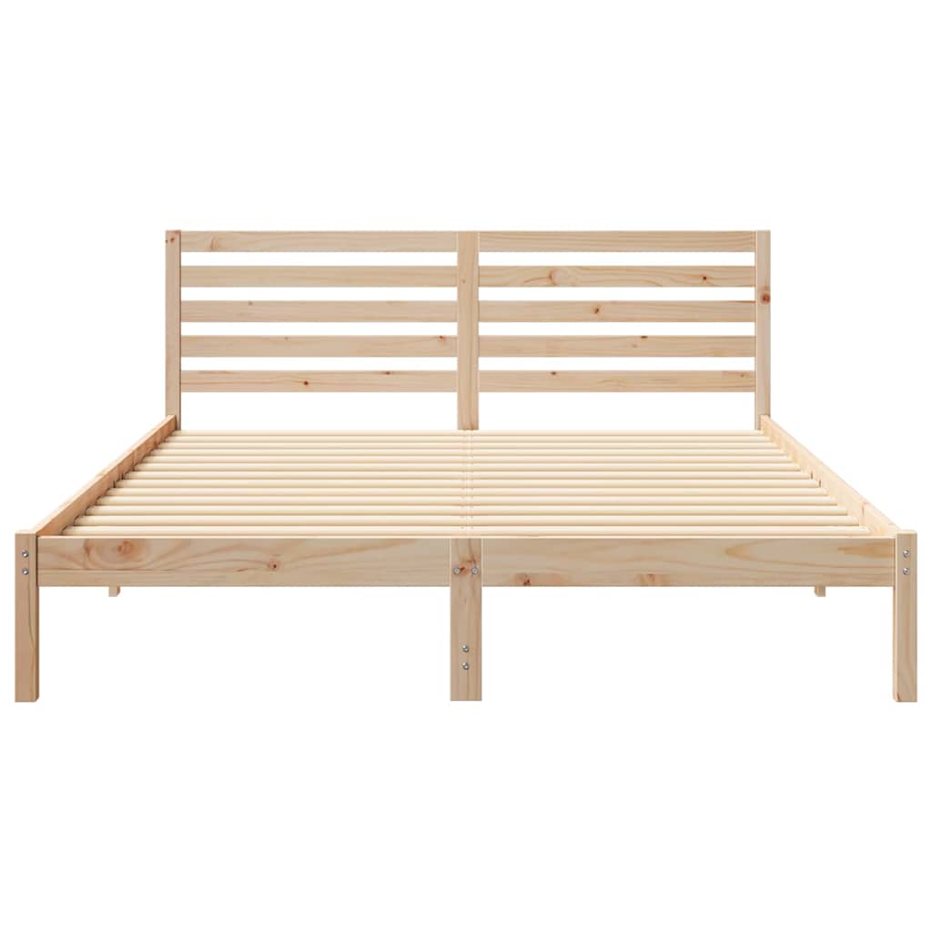 Bettgestell mit Kopfteil Braun 160 x 210 cm Massivholz Kiefer