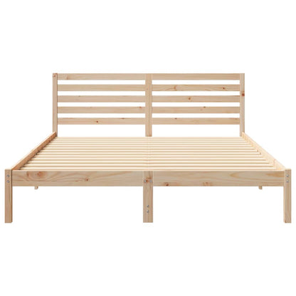 Bettgestell mit Kopfteil Braun 160 x 210 cm Massivholz Kiefer