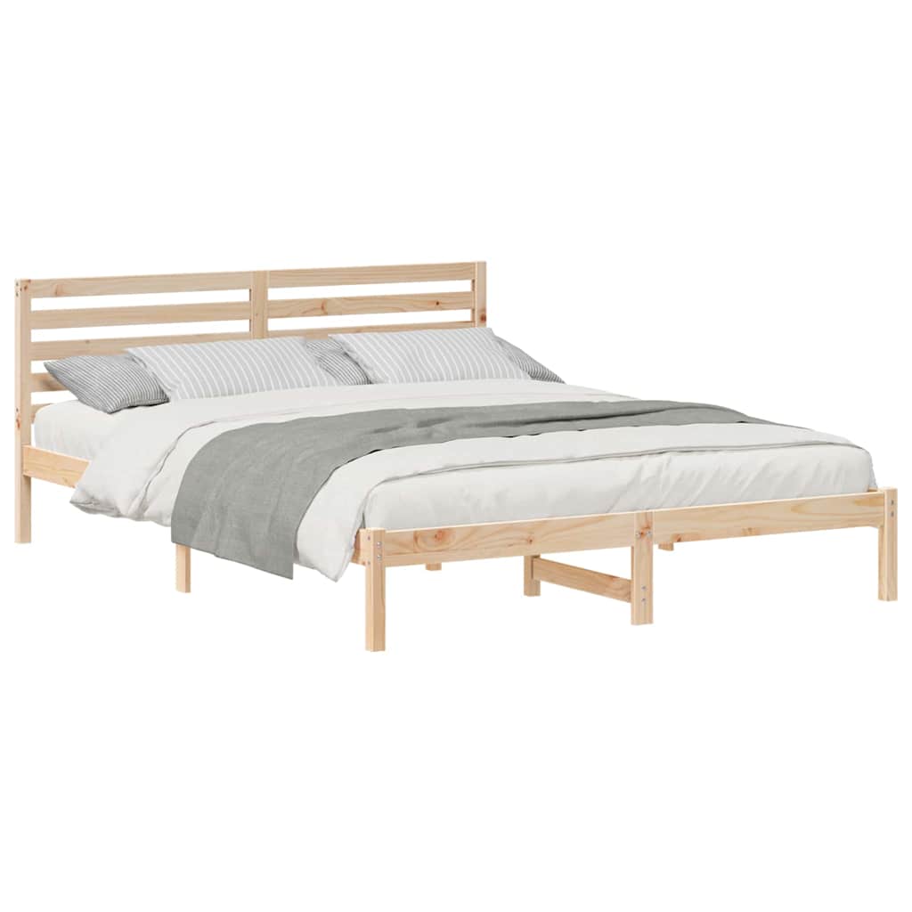 Bettgestell mit Kopfteil Braun 160 x 210 cm Massivholz Kiefer