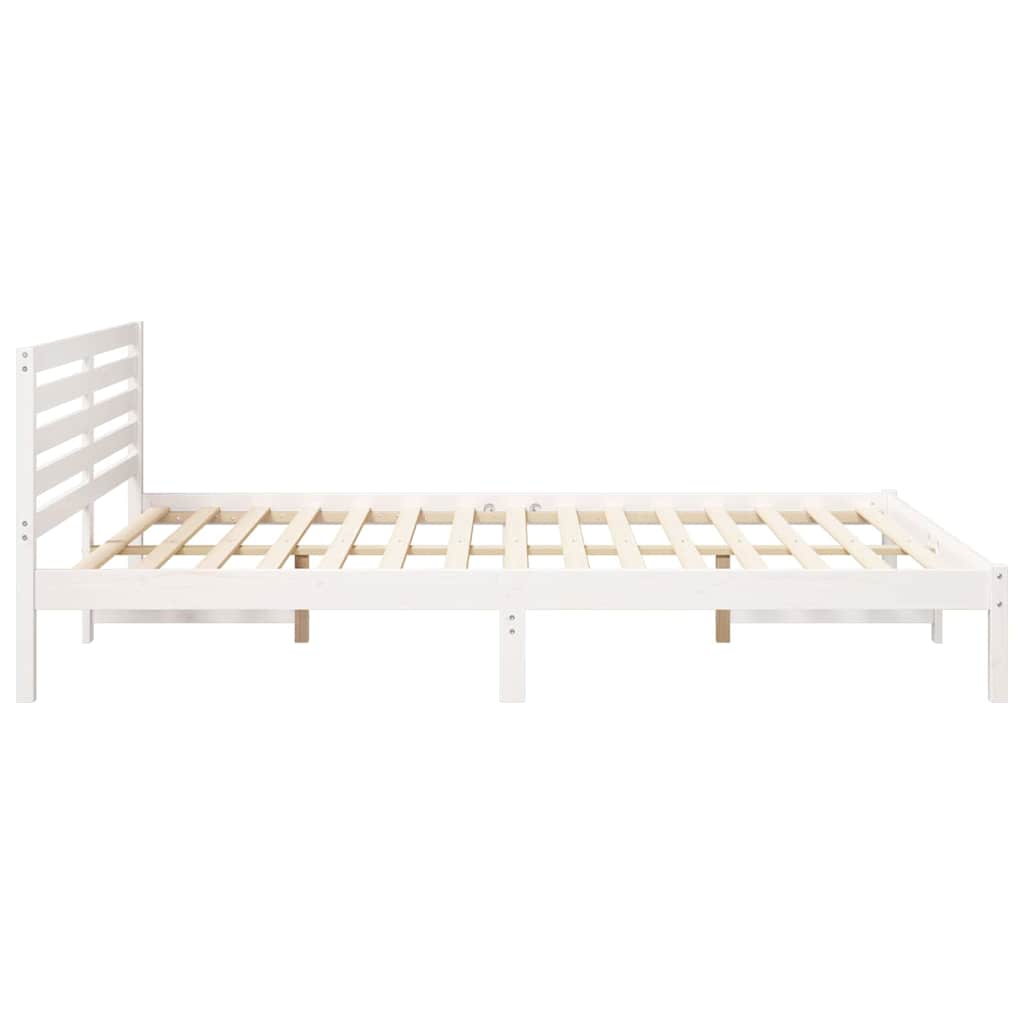 Bettgestell mit Kopfteil Weiß 160 x 210 cm Massivholz Kiefer