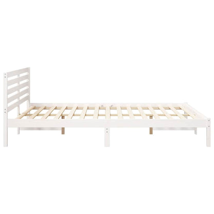 Bettgestell mit Kopfteil Weiß 160 x 210 cm Massivholz Kiefer