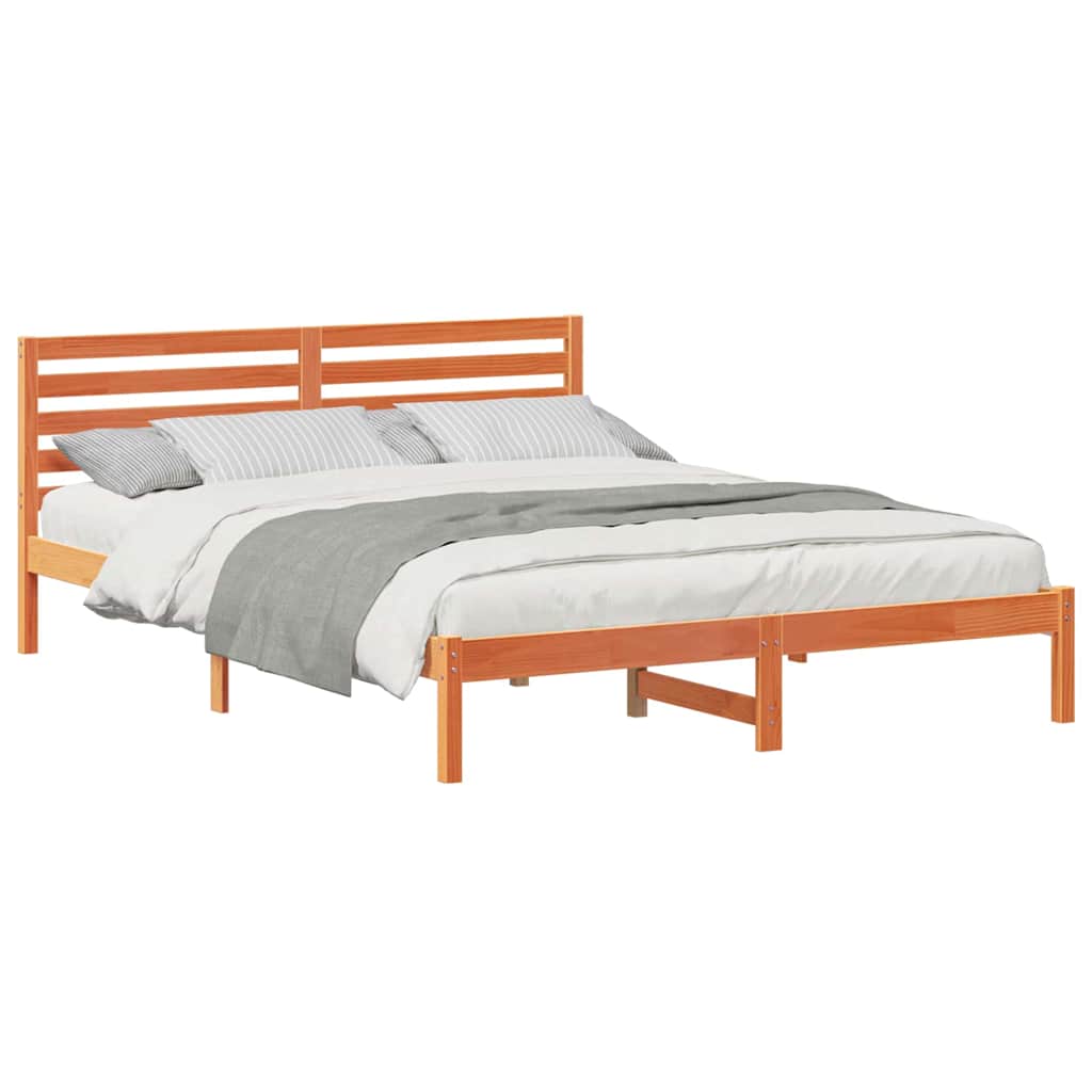 Bettgestell Wachsbraun 160 x 210 cm Massivholz Kiefer
